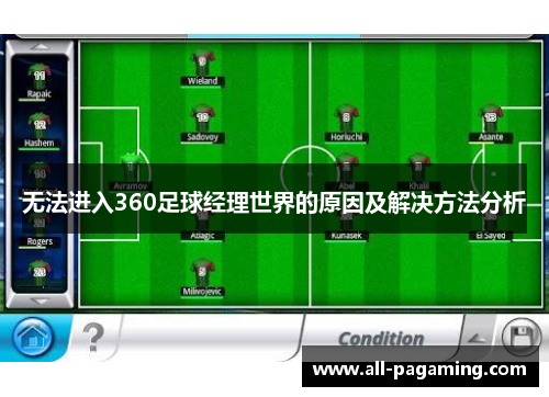 无法进入360足球经理世界的原因及解决方法分析 无法进入360足球经理世界的原因及解决方法分析